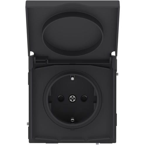Розетка силовая KANT IP44 2P+E защ. шторки с крышкой черн. уголь DKC 7012013