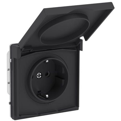 Розетка силовая KANT IP44 2P+E защ. шторки с крышкой черн. уголь DKC 7012013