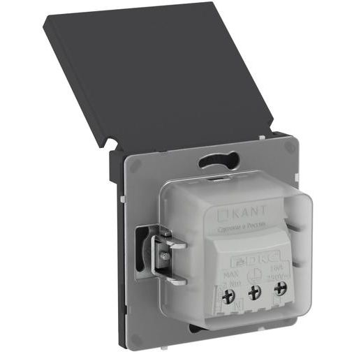 Розетка силовая KANT IP44 2P+E защ. шторки с крышкой черн. уголь DKC 7012013