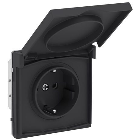 Розетка силовая KANT IP44 2P+E защ. шторки с крышкой черн. уголь DKC 7012013