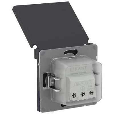 Розетка силовая KANT IP44 2P+E защ. шторки с крышкой черн. уголь DKC 7012013