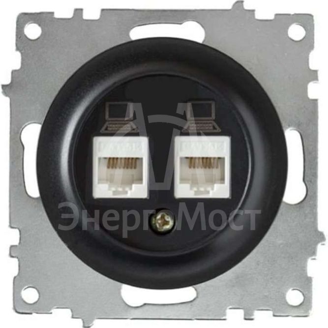 Механизм розетки комп. 2-м СП Florence RJ45 кат.5e черн. 1E20901303 OneKeyElectro 2172818