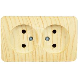 Розетка 2-м ОП VIOLA без заземл. беленый дуб LEZARD 751-5200-128