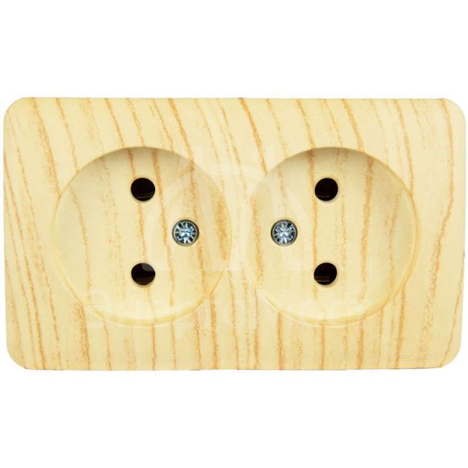 Розетка 2-м ОП VIOLA без заземл. беленый дуб LEZARD 751-5200-128