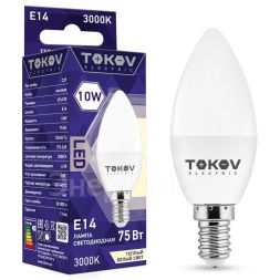 Лампа светодиодная 10Вт С37 3000К Е14 176-264В TOKOV ELECTRIC TKE-C37-E14-10-3K