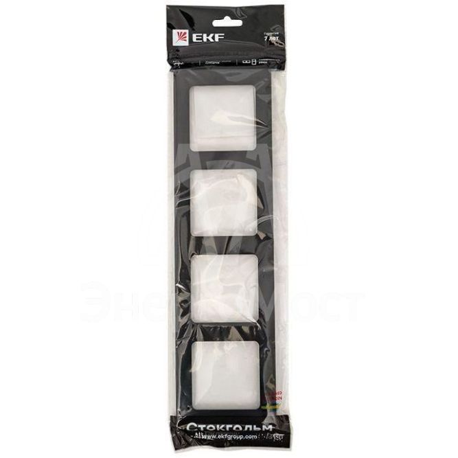 Рамка 4-м Стокгольм металл. черн. PROxima EKF EZM-G-305-10