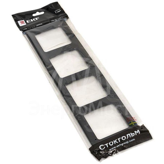 Рамка 4-м Стокгольм металл. черн. PROxima EKF EZM-G-305-10