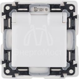 Механизм розетки 1-м СП Valena Life 16А IP44 250В 2К+З защ. шторки откидная крышка бел. Leg 753119