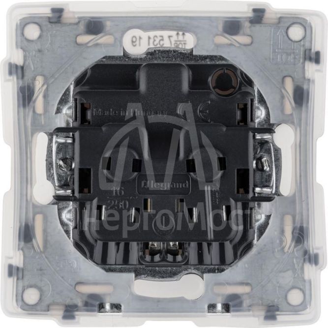 Механизм розетки 1-м СП Valena Life 16А IP44 250В 2К+З защ. шторки откидная крышка бел. Leg 753119