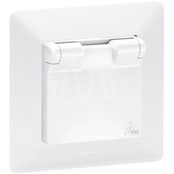 Механизм розетки 1-м СП Valena Life 16А IP44 250В 2К+З защ. шторки откидная крышка бел. Leg 753119