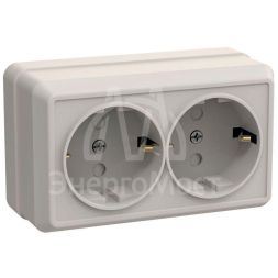 Розетка 2-м ОП Октава 16А РСш22-3-ОКм защ. шторки с заземл. IP20 крем. IEK ERO24-K33-16-DC
