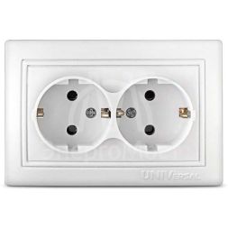 Розетка 2-м СП Севиль 16А с заземл. бел. UNIVersal С0128