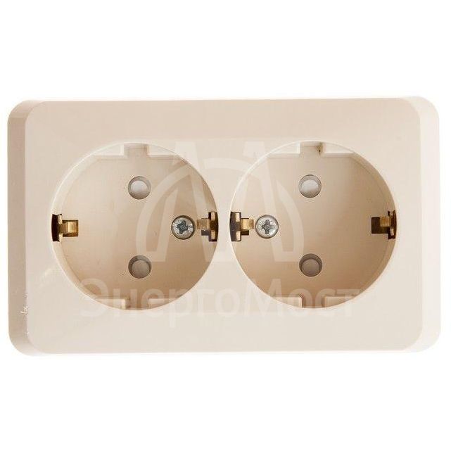 Розетка 2-м ОП Этюд 16А защ. шторки с заземл. крем SchE PA16-008K