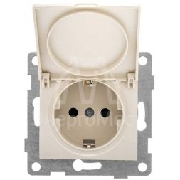 Розетка 1-м СП Bravo 16А 250В с заземл. защ. шторки с крышкой механизм беж. GUSI С10Р91-003