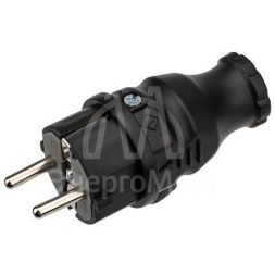 Вилка прямая влагозащ. с/з 16А IP44 каучук Rexant 111-001