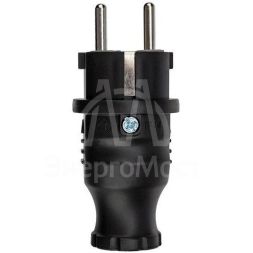 Вилка прямая влагозащ. с/з 16А IP44 каучук Rexant 111-001