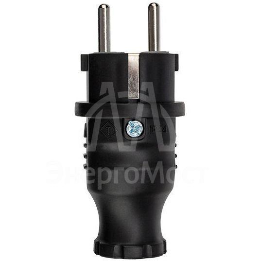 Вилка прямая влагозащ. с/з 16А IP44 каучук Rexant 111-001