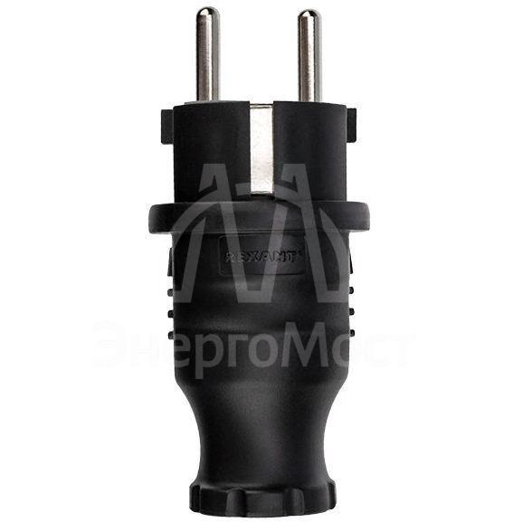 Вилка прямая влагозащ. с/з 16А IP44 каучук Rexant 111-001