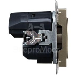 Розетка BRITE РЮш11-1-БрШ 16А с USB A+C 18Вт с заземл. защ. шторки шампань IEK BR-R14-16-U22-018-K37