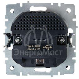 Розетка BRITE РЮш11-1-БрШ 16А с USB A+C 18Вт с заземл. защ. шторки шампань IEK BR-R14-16-U22-018-K37