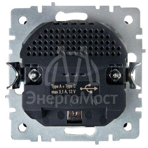 Розетка BRITE РЮш11-1-БрШ 16А с USB A+C 18Вт с заземл. защ. шторки шампань IEK BR-R14-16-U22-018-K37