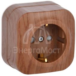 Розетка 1-м ОП GLORY РСш20-3-ХД 16А с заземл. защ. шторки дуб IEK ERH14-K24-16