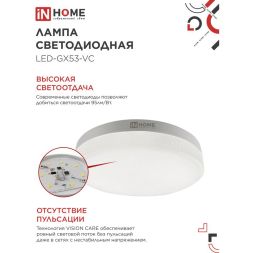 Лампа светодиодная LED-GX53-VC 8Вт 230В 3000К 720лм IN HOME 4690612020723