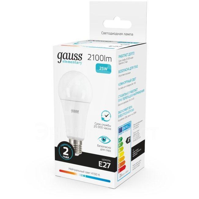 Лампа светодиодная Elementary A67 25Вт E27 4100К Gauss 73225