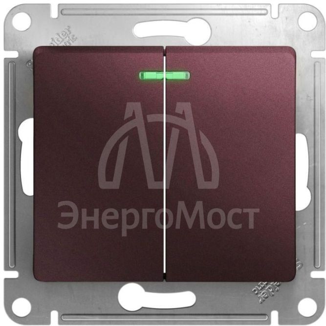 Механизм выключателя 2-кл. СП Glossa 10А IP20 (сх. 5а) 10AX с подсветкой баклажан. SchE GSL001153