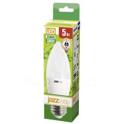 Лампа светодиодная PLED-ECO-C37 5Вт свеча 4000К бел. E27 400лм 230В JazzWay 2855329A
