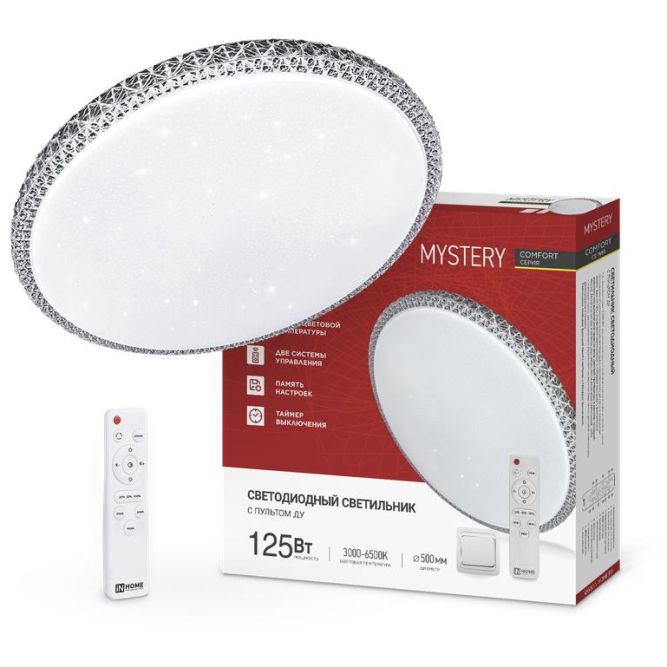 Светильник светодиодный COMFORT MYSTERY 125Вт 3000-6500К 10000лм 230В 500х80мм с пультом ДУ IN HOME 4690612059525