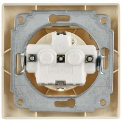 Розетка 1-м СП Кварта РСбш10-3-ККм 16А IP20 с заземл. защ. шторки с крышкой крем. IEK ERK12-K33-16-DM