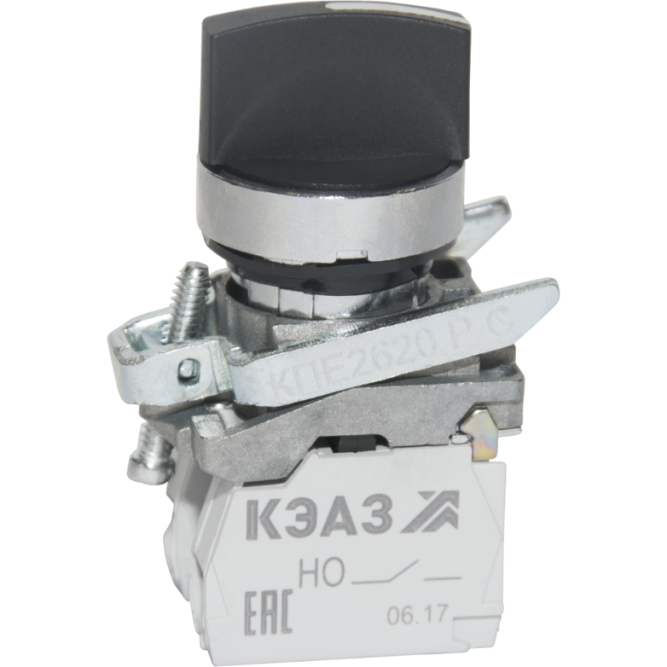 Переключатель КПЕ2620РС 2но+0нз ручка фикс 3поз IP65черн. КЭАЗ 248266