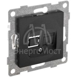 Розетка телефонная 1-м СП Bravo RJ12 механизм графит GUSI С10Т1-010