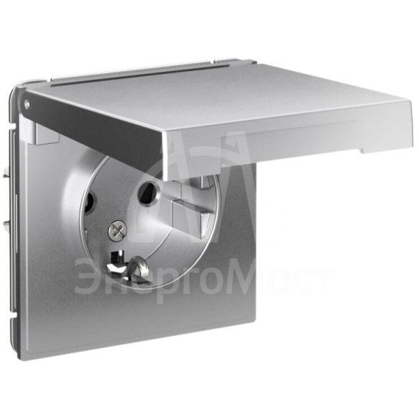 Розетка ArtGallery 16А IP20 с заземл. защ. шторки с крышкой механизм алюм. SE GAL000346