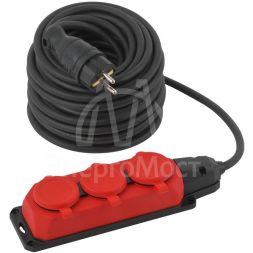 Удлинитель силовой UK-3e-3x1.5-30m-IP44(KG) с заземлением 3 розетки каучук 30м КГ 3х1.5кв.мм IP44 Эра Б0057582