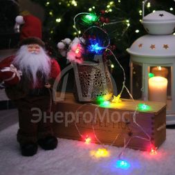 Гирлянда светодиодная &amp;quot;Звездочки&amp;quot; 1.5м 10LED мультиколор провод прозр. 2хAA (батарейки не в комплекте) Neon-Night 303-090