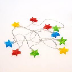 Гирлянда светодиодная &amp;quot;Звездочки&amp;quot; 1.5м 10LED мультиколор провод прозр. 2хAA (батарейки не в комплекте) Neon-Night 303-090