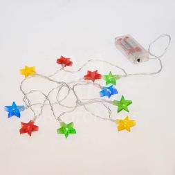 Гирлянда светодиодная &amp;quot;Звездочки&amp;quot; 1.5м 10LED мультиколор провод прозр. 2хAA (батарейки не в комплекте) Neon-Night 303-090