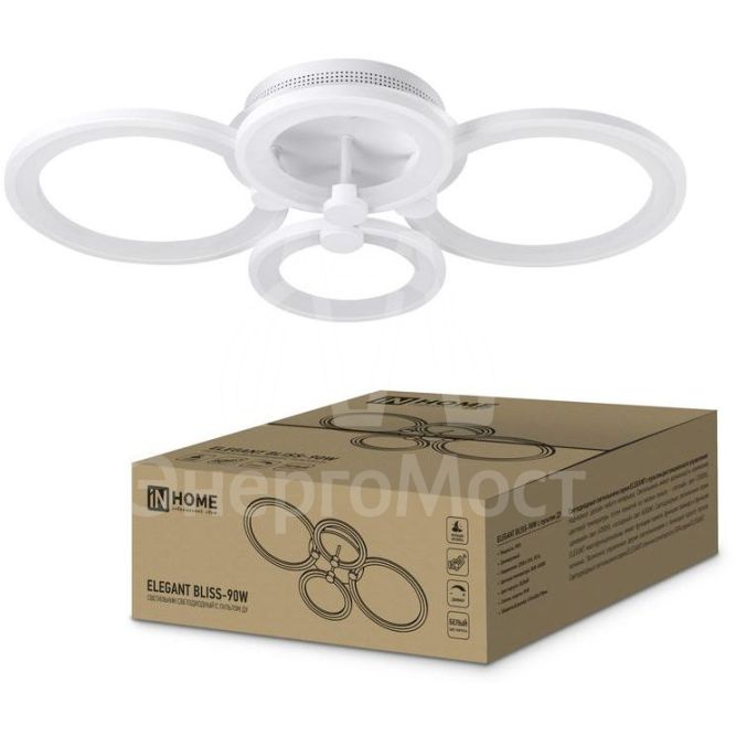 Светильник светодиодный ELEGANT BLISS-90W 90Вт 230В 3000-4000-6500К 7000лм 610х400х130мм с пультом ДУ IN HOME 4690612035444