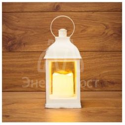 Фонарь декоративный со свечкой бел. корпус 10.5х10.5х22.35см тепл. бел. Neon-Night 513-054