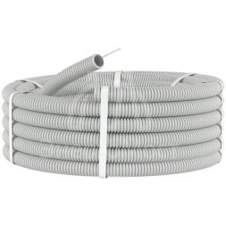 Труба гофрированная ПВХ d25мм тяжелая с протяж. сер. (уп.50м) DKC 91525