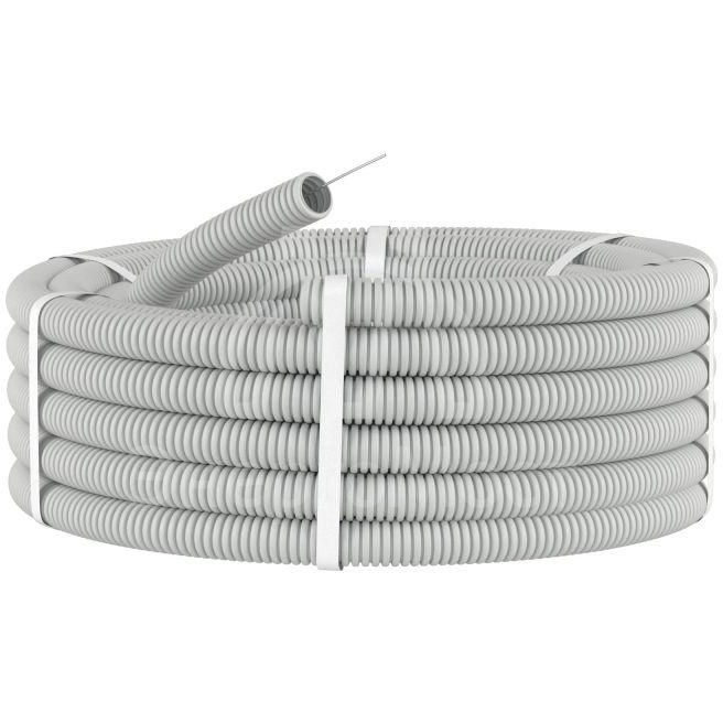 Труба гофрированная ПВХ d25мм тяжелая с протяж. сер. (уп.50м) DKC 91525