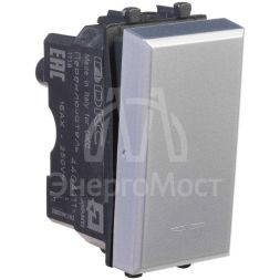 Переключатель модульный 1-кл. 1мод. Avanti &amp;quot;Закаленная сталь&amp;quot; 16А сер. DKC 4404111