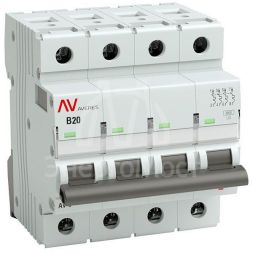 Выключатель автоматический модульный 4п B 20А 6кА AV-6 AVERES EKF mcb6-4-20B-av