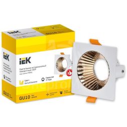 Светильник 4109 встраиваемый поворотный GU10 бел./золото пласт. IEK LT-UVB0-4109-GU10-1-K22