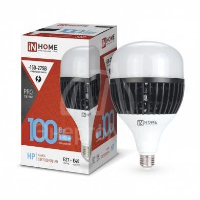 Лампа светодиодная LED-HP-PRO 100Вт 230В E27 Е40 6500К 9500лм с адаптером E40 IN HOME 4690612035697