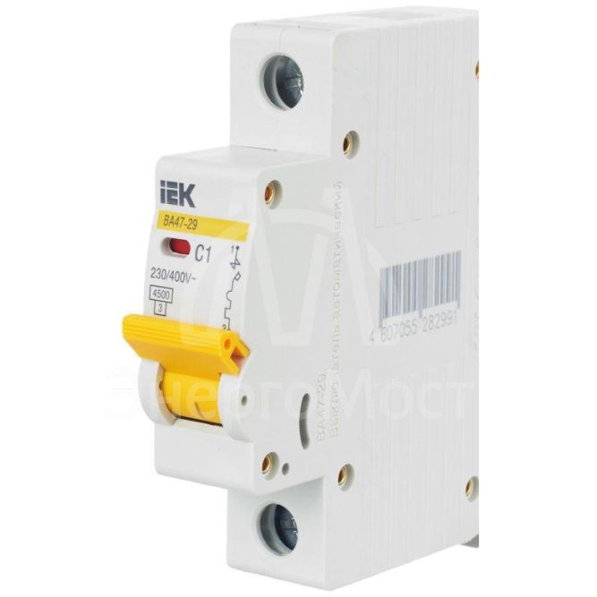 Выключатель автоматический модульный 1п C 1А 4.5кА ВА47-29 IEK MVA20-1-001-C