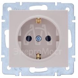 Розетка 1-м СП Vesna с заземл. защ. шторки ПБТ механизм крем. LEZARD 742-0388-124B