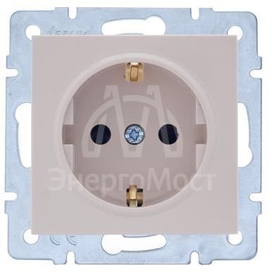 Розетка 1-м СП Vesna с заземл. защ. шторки ПБТ механизм крем. LEZARD 742-0388-124B